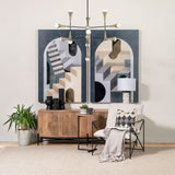 Mercana Ballatine 15L x 15W x 27H Brown Wood Round Top w/ Black Metal Base Accent Table