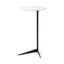 Mercana Ballatine II 15L x 15W x 27L White Marble Round Top White w/ Black Metal Base Accent Table