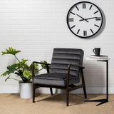 Mercana Ballatine II 15L x 15W x 27L White Marble Round Top White w/ Black Metal Base Accent Table
