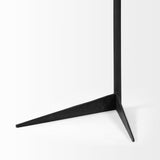 Mercana Ballatine II 15L x 15W x 27L White Marble Round Top White w/ Black Metal Base Accent Table