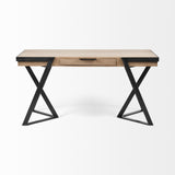 Mercana Steinbeck 61L x 28.75W x 30H Light Brown Wooden Iron Frame Office Desk