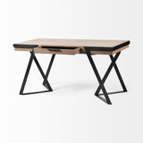 Mercana Steinbeck 61L x 28.75W x 30H Light Brown Wooden Iron Frame Office Desk