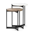 Mercana Larkin II Marble and Medium Brown Wood Round Tabletop Nesting End/Side Tables