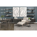 Mercana Larkin II Marble and Medium Brown Wood Round Tabletop Nesting End/Side Tables