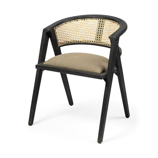 Mercana Tabitha I Black Wooden Frame Linen Wrap Seat Dining Chair