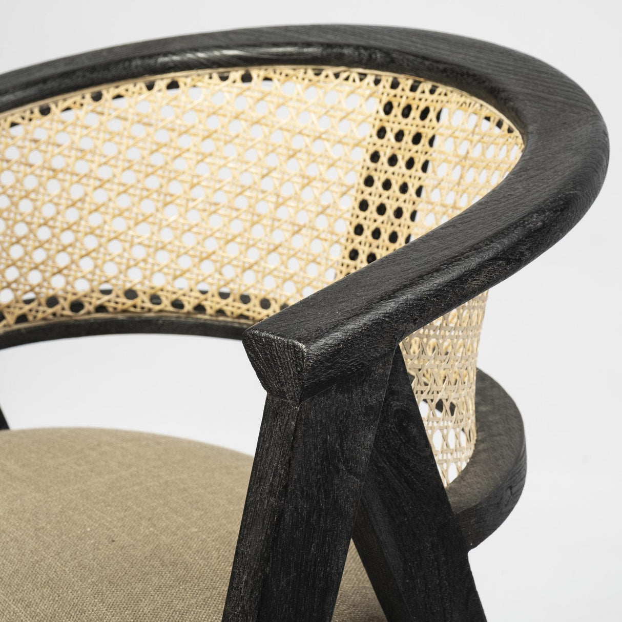 Mercana Tabitha I Black Wooden Frame Linen Wrap Seat Dining Chair