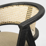 Mercana Tabitha I Black Wooden Frame Linen Wrap Seat Dining Chair