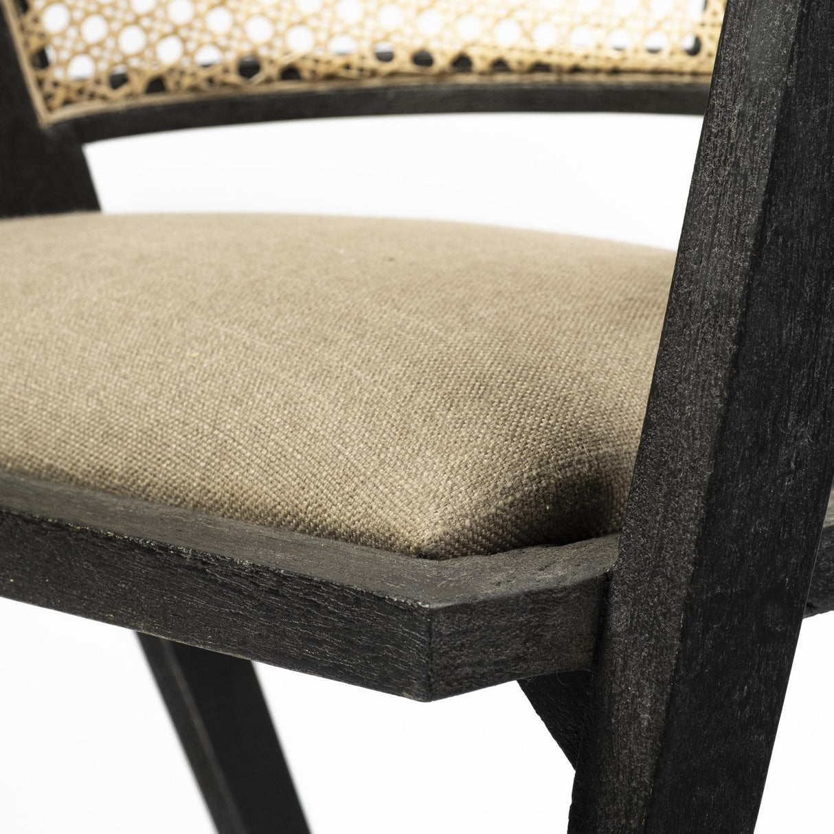 Mercana Tabitha I Black Wooden Frame Linen Wrap Seat Dining Chair