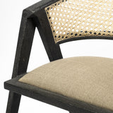 Mercana Tabitha I Black Wooden Frame Linen Wrap Seat Dining Chair