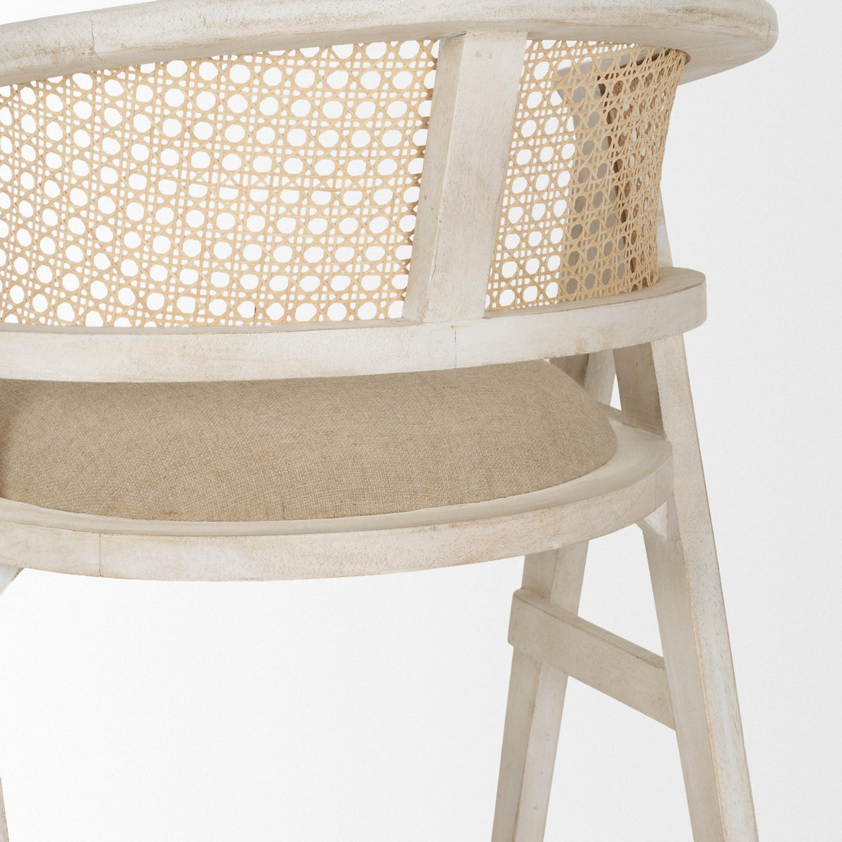 Mercana Tabitha 26.75" Seat Height Beige Fabric/Rattan Seat Blonde Wood Frame Counter Stool