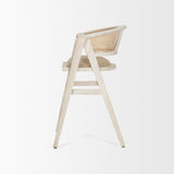 Mercana Tabitha 26.75" Seat Height Beige Fabric/Rattan Seat Blonde Wood Frame Counter Stool