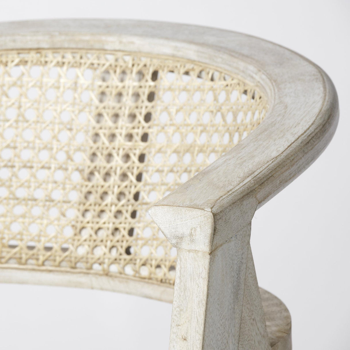 Mercana Tabitha 30.75" Seat Height Beige Fabric/Rattan Seat Blonde Wood Frame Bar Stool