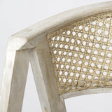 Mercana Tabitha 30.75" Seat Height Beige Fabric/Rattan Seat Blonde Wood Frame Bar Stool