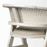 Mercana Tabitha 30.75" Seat Height Beige Fabric/Rattan Seat Blonde Wood Frame Bar Stool