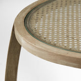 Mercana Hubbard I 22L x 22W Light Brown Wood Round Top W/Glass Accent Table