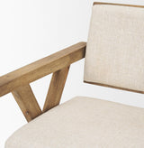 Mercana Topanga I Cream Fabric Wrap Medium Brown Wooden Frame Dining Chair