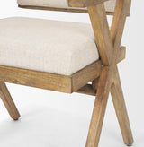 Mercana Topanga I Cream Fabric Wrap Medium Brown Wooden Frame Dining Chair
