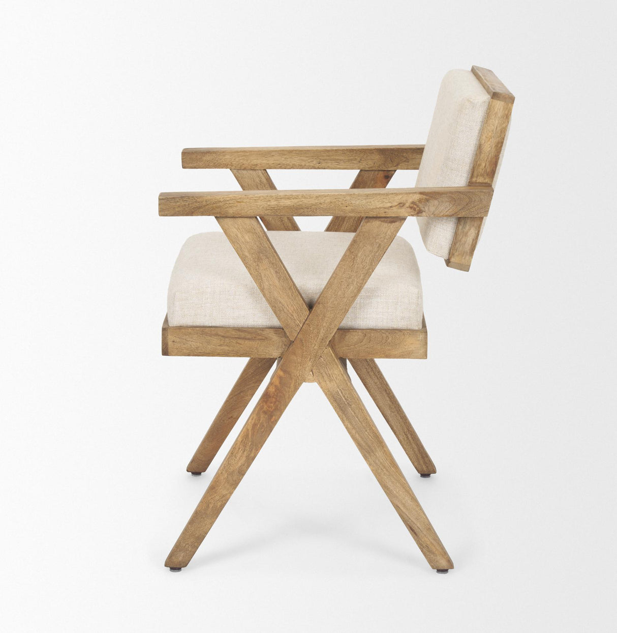 Mercana Topanga I Cream Fabric Wrap Medium Brown Wooden Frame Dining Chair