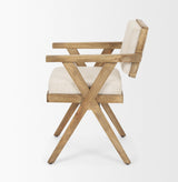Mercana Topanga I Cream Fabric Wrap Medium Brown Wooden Frame Dining Chair