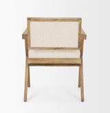 Mercana Topanga I Cream Fabric Wrap Medium Brown Wooden Frame Dining Chair