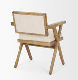 Mercana Topanga I Cream Fabric Wrap Medium Brown Wooden Frame Dining Chair