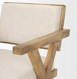 Mercana Topanga I Cream Fabric Wrap Medium Brown Wooden Frame Dining Chair