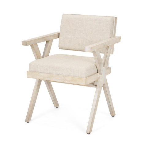 Mercana Topanga I Cream Fabric Wrap Blonde Wooden Frame Dining Chair