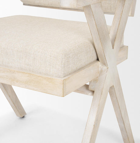 Mercana Topanga I Cream Fabric Wrap Blonde Wooden Frame Dining Chair