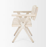 Mercana Topanga I Cream Fabric Wrap Blonde Wooden Frame Dining Chair
