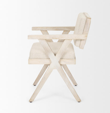 Mercana Topanga I Cream Fabric Wrap Blonde Wooden Frame Dining Chair