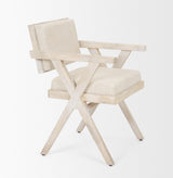 Mercana Topanga I Cream Fabric Wrap Blonde Wooden Frame Dining Chair