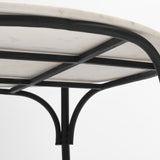 Mercana Etienne 36" Round White Marble Top Black Metal Base Coffee Table