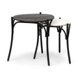 Mercana Etienne VII 24" Set of Two Round Top Black Wood and Marble Top Nesting Table