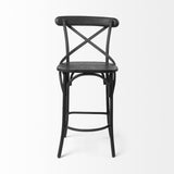 Mercana Etienne 26.25" Seat Height Black Wood Seat Black Metal Base Stool