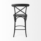 Mercana Etienne 26.25" Seat Height Black Wood Seat Black Metal Base Stool