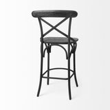 Mercana Etienne 26.25" Seat Height Black Wood Seat Black Metal Base Stool