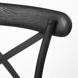 Mercana Etienne 26.25" Seat Height Black Wood Seat Black Metal Base Stool