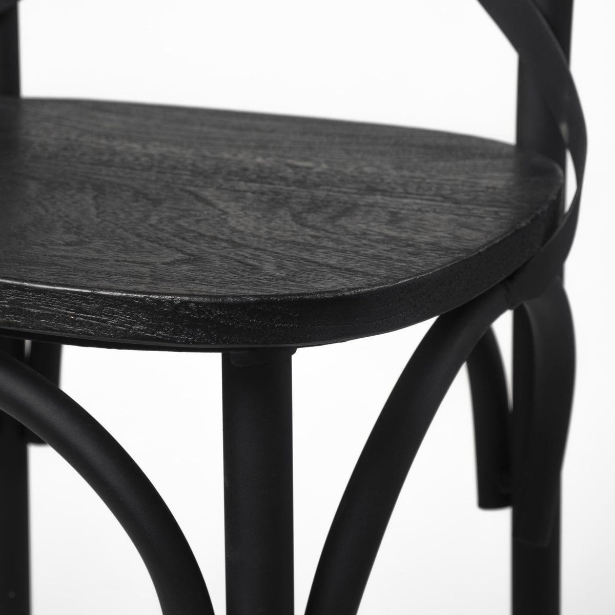 Mercana Etienne 26.25" Seat Height Black Wood Seat Black Metal Base Stool