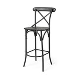 Mercana Etienne 30" Seat Height Black Wood Seat Black Metal Base Stool