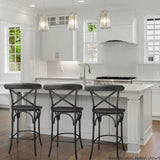 Mercana Etienne 30" Seat Height Black Wood Seat Black Metal Base Stool