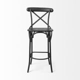 Mercana Etienne 30" Seat Height Black Wood Seat Black Metal Base Stool