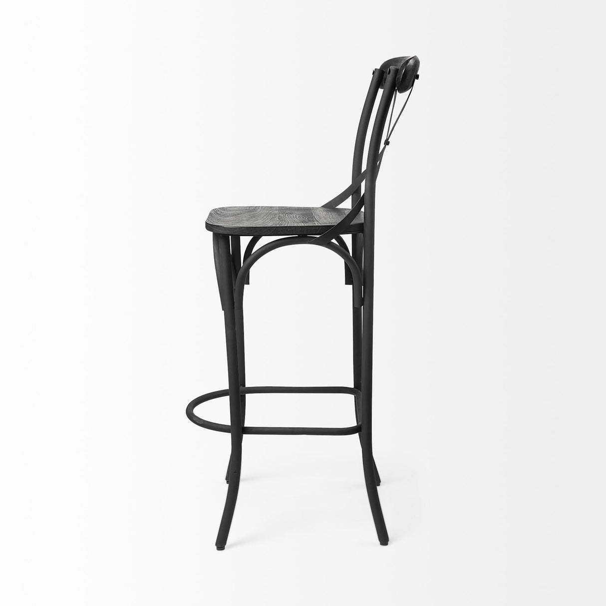 Mercana Etienne 30" Seat Height Black Wood Seat Black Metal Base Stool