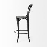 Mercana Etienne 30" Seat Height Black Wood Seat Black Metal Base Stool