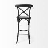 Mercana Etienne 30" Seat Height Black Wood Seat Black Metal Base Stool