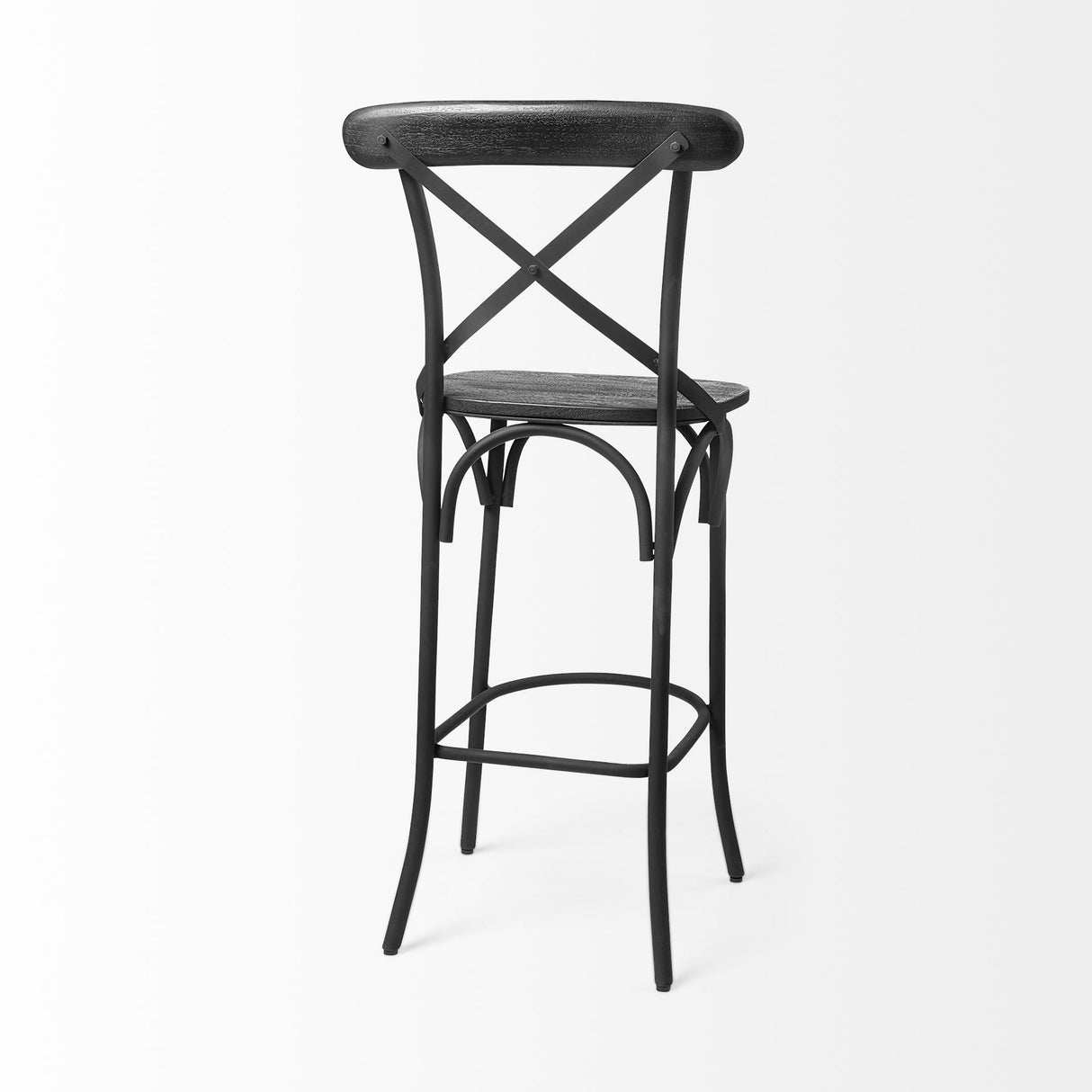 Mercana Etienne 30" Seat Height Black Wood Seat Black Metal Base Stool