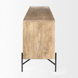 Mercana Cairo 78x19 Brown Solid Wood Black Metal Base 4 Door Cabinet Sideboard
