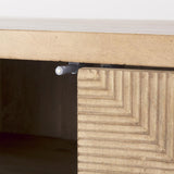 Mercana Cairo 78x19 Brown Solid Wood Black Metal Base 4 Door Cabinet Sideboard