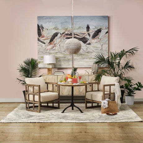 Mercana Hogarth III 72L x 15W x 34H Brown Solid Wood Frame Gold Metal Base 4 Cabinet Door Sideboard