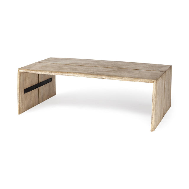 Mercana San Andreas 48x30.5 Rectangular Brown Solid Wood Top and Base Coffee Table