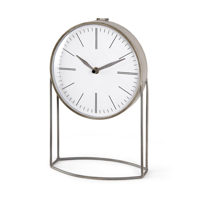 Mercana Aurus Matte Gray Metal Table Clock